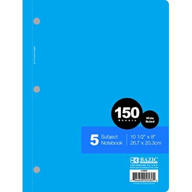 Imagem de B BAZIC PRODUCTS Caderno com 5 temas pautados largos Caderno espiral com páginas perfuradas (150 páginas. 26,66 x 20,32 cm), rosa/azul/verde/roxo