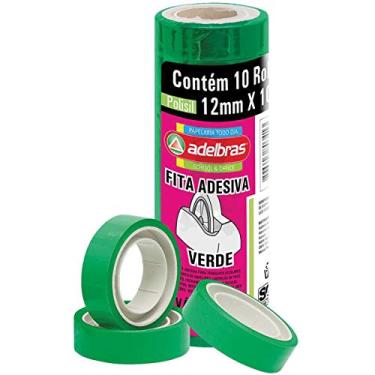 Imagem de Fita Adesiva, Adelbras 0803090003, Verde, Pacote de 10