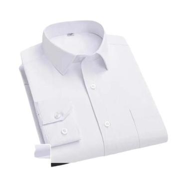 Imagem de Camisa Masculina de Negócios Listrada Branca - Manga Comprida 4XL - An