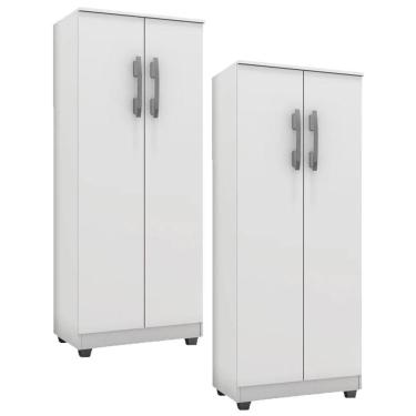Imagem de Kit 2 Armários Organizador Multiuso Rosana 2 Portas Branco - Ajl Móveis