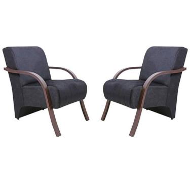 Imagem de Kit 2 Poltronas Decorativas 1 Lugar Santa Rita Grafite