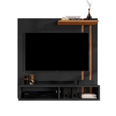 Imagem de Home Painel Tv Sala 32 Pol Estante 2 Nichos E Prateleiras (Preto/Freijó)