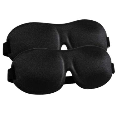 Imagem de Mascara de Dormir，MáScaras Oculares para Dormir Masculinas e Femininas, MáScaras Oculares de AlgodãO, ProteçãO Ocular(Preta,2 UNI)