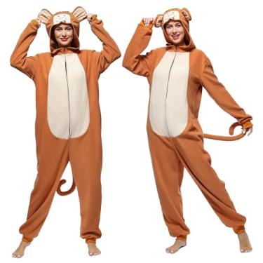 Imagem de Rabtero Macacão unissex para adultos, macacão feminino de macaco, fantasia de macaco para homens, Halloween, Natal, carnaval, Páscoa, festa de aniversário, cosplay para mulheres e homens, pequeno