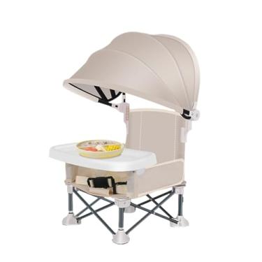 Imagem de Cadeira De Jantar Dobrável Para Bebé | Assento De Viagem Para Criança Pequena Com Tabuleiro Para Comer | Cadeira de Alimentação para Bebé Dobrável com Cobertura para Jardim Praia Exterior Campismo Piq