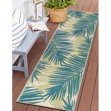 Imagem de Rugshop Tapetes florais tropicais reversíveis, sem vincos, à prova d'água, de plástico reciclado, para pátio, quintal, trailer, deck, piquenique, trailer, praia, acampamento 6 cm x 20 cm, verde