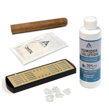 Imagem de Conjunto de solução de umidor e umidificador de charutos,pacotes seguros de controle de umidade, mantém 70% de UR para umidor de charutos,caixa de charutos,charutos envelhecidos (1-100 charutos)