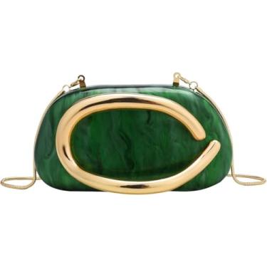 Imagem de Gets Bolsas e bolsas de acrílico para mulheres, multicolorido, estampa geométrica, perspex, caixa clutch banquete noite bolsa transversal, N Verde