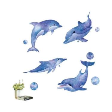 Imagem de Adesivo De Parede Para Quarto Infantil, Golfinho, Céu Estrelado, Criat