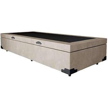 Imagem de Cama Box baú solteiro suede bege - Real Comfort estofados