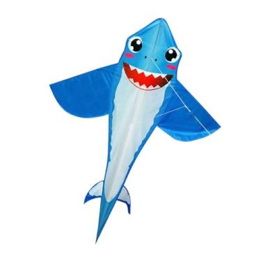 Imagem de Pegciuho Pipa de tubarão infantil para aventura ao ar livre, pipa grande e fácil de para parques e pastagens, Azul