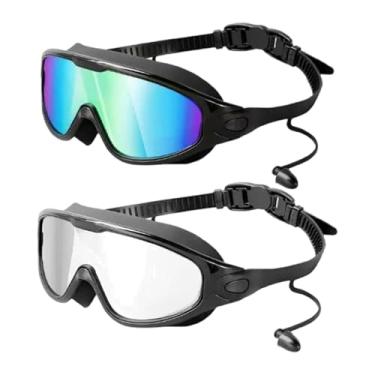 Imagem de Pegciuho Óculos de natação 2 peças com protetor auricular, visão ampla de 180°, óculos de natação adultos antiembaçantes para mulheres e homens, Multi E Claro