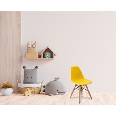 Imagem de Conjunto 6 Cadeiras Infantis Base Madeira sem Braço Eiffel Amarelo