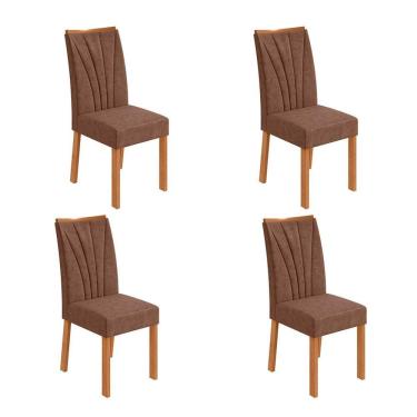 Imagem de Conjunto com 4 Cadeiras Apogeu Revestimento Sintético Avelã e Amêndoa