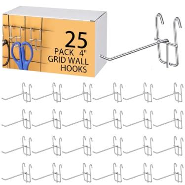 Imagem de Moxweyeni Ganchos de parede de grade de 10 cm, 25 peças, ganchos de painel de parede de grade, organizadores de montagem de parede de garagem, ganchos e cabides para exibição de parede, para varejo