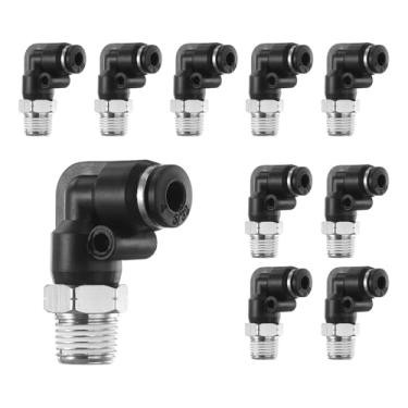 Imagem de HARFINGTON 10 peças de encaixes push to connect cotovelo macho 5/32 polegada OD x 1/8 polegada NPT rosca plástico conexão rápida mangueira de ar kit de encaixe pneumático conector de bloqueio de