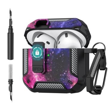 Imagem de Wanme Capa para AirPods 4, capa protetora rígida à prova de choque compatível com Apple AirPods 4ª geração para mulheres e homens, capa de proteção total para Airpod 4 com kit de limpeza, chaveiro