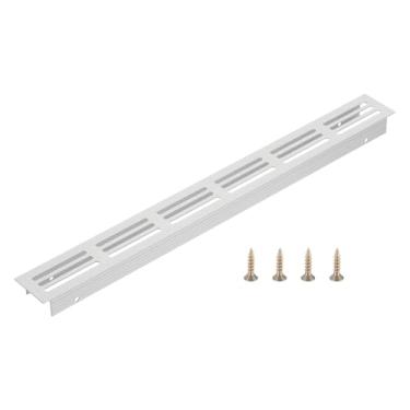 Imagem de PATIKIL Tampa de ventilação de porta, 30,5 x 3,5 cm (dimensões externas), grade de ventilação com venezianas de alumínio, ventilação retangular com parafusos de montagem para armário de sapatos, prata