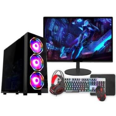 Imagem de PC Gamer Fácil Completo Intel I5 3a Geração, 16GB, AMD RX 550 4GB, SSD 960GB, Windows 10, Preto + Monitor 19 Polegadas + Kit Gamer Teclado Mouse