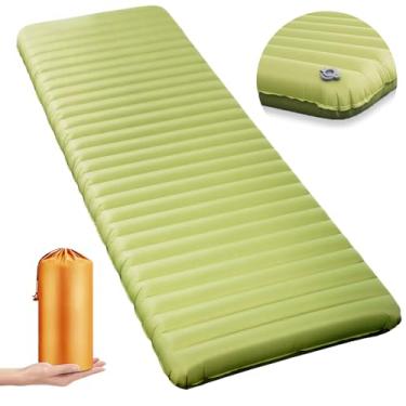 Imagem de PopularLdo Almofada de dormir inflável com isolamento ultraleve com R-Value 7,7, 195,6 x 64 cm, 9,2 cm de espessura, durável e compacto, colchão de acampamento e mochila para clima frio