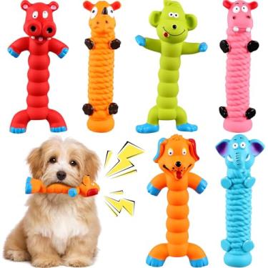 Imagem de Hiboom 6 peças de brinquedos de látex para cães de 20 cm em pé com bastão de animal de estimação para buscar brinquedos interativos para mastigar dentais de borracha para cães pequenos, médios e