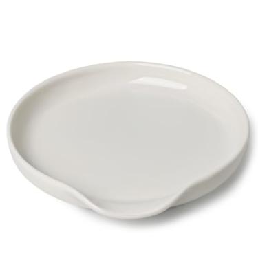 Imagem de GDCZ Descanso De Colher Cerâmica Para Fogão 5" Com Suporte Grande Balcão Cozinha, Café, Acessórios Utensílios Lavável Na Máquina Lavar Louça, Conjunto 1, Branco