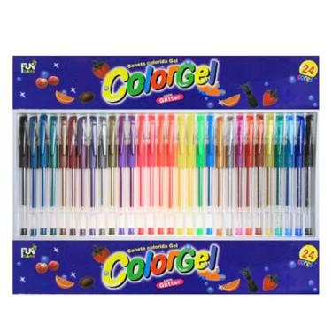 Imagem de Caneta Gel Colorgel Canetinhas Coloridas Perfumadas glitter Com kit 6 Cores, 8 Cores, 12 Cores 24 Cores (Kit 24 Cores)