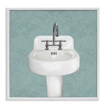 Imagem de Stupell Industries Pia de banheiro simples com moldura branca giclée design de arte por Matthew Piotrowicz, 17 x 17