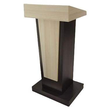 Imagem de Podiums Púlpito de madeira para palestras para debate de conferência de pódio resistente com área de armazenamento para palestras de recepção de sala de aula de auditório