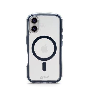 Imagem de Customic Capinha Case Capa para Celular iPhone 16 (6.1"), Impactor Air Anti Impacto Proteção Militar 4 metros contra quedas, Compatível com Mag-Safe, Transparente com Bordas Azuis