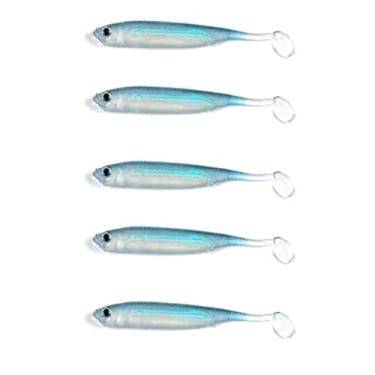 Imagem de Conjunto de iscas de cauda em T de arco-íris biônico de 5 peças iscas de cauda enrolada de alta visibilidade, iscas falsas de água doce/salgada