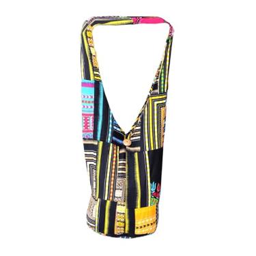 Imagem de DA'IKI Bolsa tiracolo estilo mensageiro de algodão acolchoado Afrikan Dashiki, Dashiki - Preto Multi Cores, Medium - Standard Length