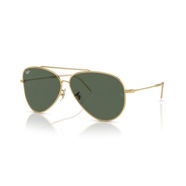 Imagem de Óculos de Sol Ray-Ban Aviator Reverse 0RBR0101S 001/VR Tam 62 / Ouro - Lentes Verde Escuro
