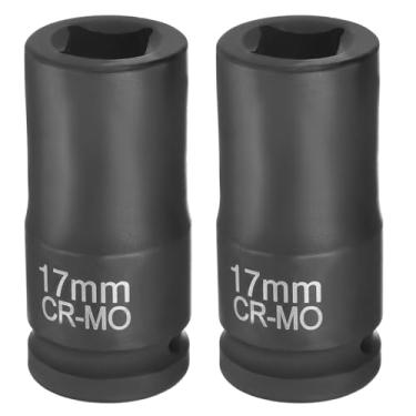 Imagem de HARFINGTON 2 peças, soquete quadrado de 4 pontos, acionamento de 17 mm, soquete de impacto quadrado métrico CR-MO, luva de roda padrão, ferramenta pneumática para reparo de automóveis, manutenção