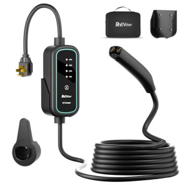 Imagem de RhEVchar Carregador EV 40A Tesla Nível 2 NACS Conector EV 9,6 KW Estações de Carregamento Rápido de Veículos Elétricos para Casa com Plugue NEMA 14-50 de 240 V, Cabo de 6 m, Bolsa de Viagem, Abridor
