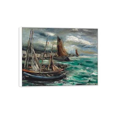 Imagem de BMZFYBS Pôster e impressões de arte famosa da paisagem - Imagem de decoração de parede em tela - Porta - Pintura com moldura branca para casa 30 x 40 cm 12 x 16 pol