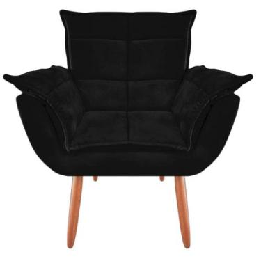 Imagem de Poltrona Decorativa Opala Suede Preto Luxo para leitura - JBF