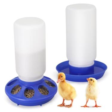 Imagem de Conjunto de comedouro e bebedouro de galinhas kit de iniciação automático para pintinhos com alimentador de 1L e bebedouro de pintinhos de 1L sem desperdício, acessórios para galinheiros, codornas e