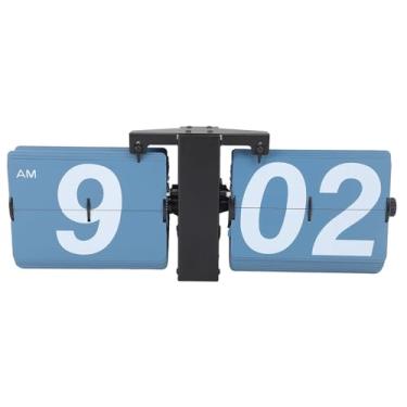 Imagem de Generic Relógio Flip, Aço Inoxidável e Pvc Desktop Mecânica Clock Bateria de 12 Horas para o Escritório (Preto e azul)