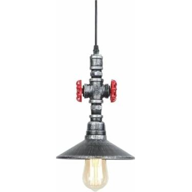 Imagem de WLHAZMWY Candeeiro pendente vintage industrial luminária pendente em forma de tubo de água lâmpada suspensa de ferro chique luminária ajustável E27 (crisântemo colorido)