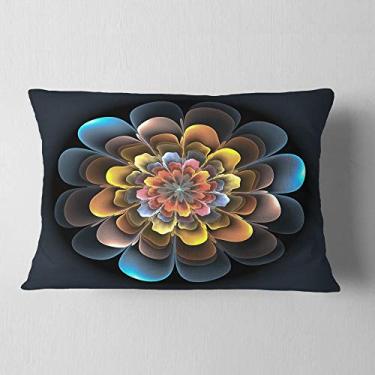 Imagem de Designart Flor Fractal Macro Close-up 'Floral Lombar Sala de estar, Sofá, Travesseiro + Capa de Almofada Impressa em ambos os lados 30,48 cm x 50,8 cm