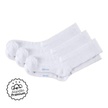 Imagem de Kit com 3 Pares Meias Cano Alto Algodão Branca - Zee Rucci, 39-43