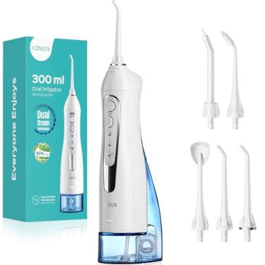 Imagem de Irrigador bucal dental de água: Irrigador oral portátil sem fio 300 ml recarregável limpador de irrigação de viagem à prova d'água irrigador elétrico irrigador dental máquina de viagem