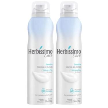 Imagem de Kit 2 Desodorante Aerossol Herbíssimo Care Sem Álcool Sensitive 150Ml 