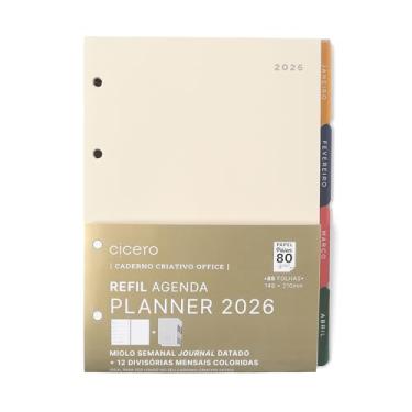 Imagem de REFIL CADERNO CRIATIVO ARGOLADO 88 FLS POLEN 80G AGENDA PLANNER 2026 SEMANAL JOURNAL A5 C/ 12 DIVISORIAS