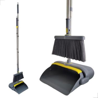 Imagem de Conjunto Vassoura e Pá Dobrável Cabo Em Aço Inox Eficiente Multiuso - Flytex