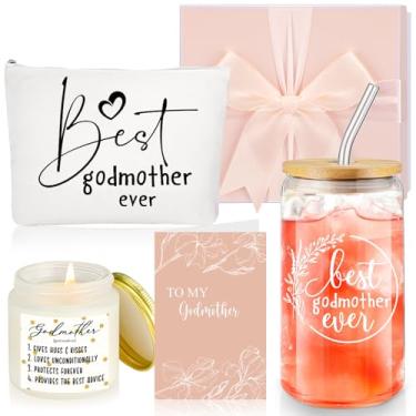 Imagem de Nuanchu Conjunto de 5 peças para presente de mamã, copo de vidro com tampas de bambu e saco de maquiagem de palha velas perfumadas, cartão de felicitações Dia das Mães, caixa de presente de Natal da