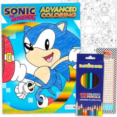 Imagem de Sonic the Hedgehog Conjunto avançado de livros de colorir para adolescentes e adultos - conjunto de livros de atividades para colorir sônico com lápis de cor e marcador de página (relaxamento para