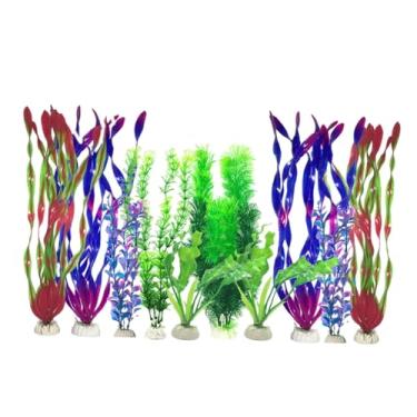 Imagem de Baoblaze 10x Plantas Artificiais de Aquário Decorações de Plantas Artificiais Simulação Enfeites Multiformato Colorido Acessórios para Aquário de Peixes, Style a