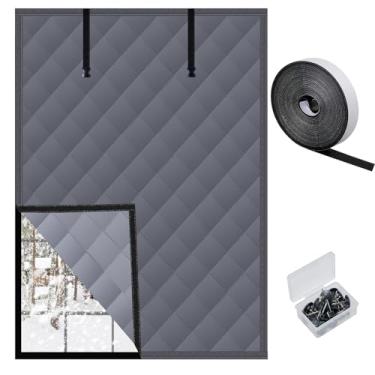 Imagem de Capa de janela com isolamento térmico de 3 camadas 119 x 160 cm para o inverno, cobertor de janela com isolamento de enrolar com gancho e laço, kit de isolamento de janelas para quarto sótão RV para